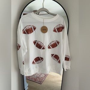 Sequined Football sweatshirt/light long sleeve t-shirt